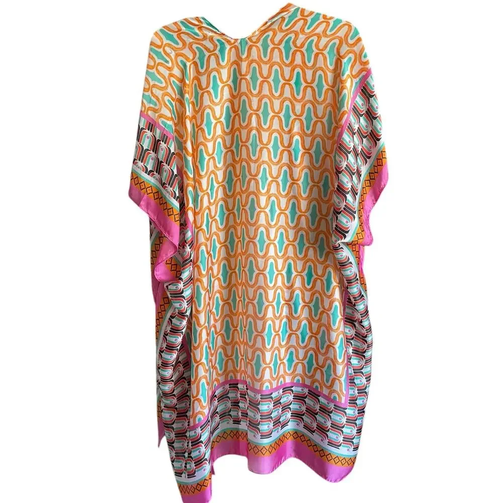 Boho Beach‎ Kimono Cover-Up | Vibrant Multicolor Print | One Size